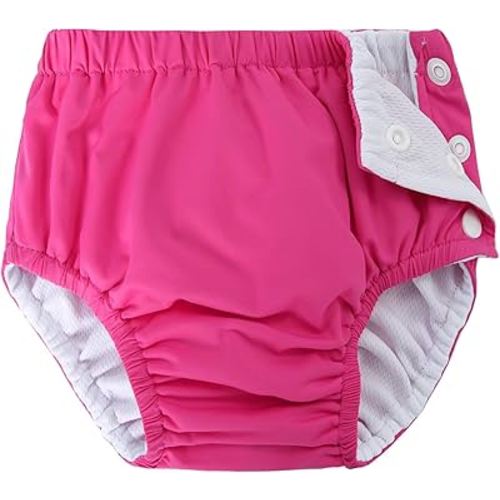 Baby Newborn Reusable Swim Diapers Washable Toddler Unisex Swim Diaper Infant Swimming Diapers Hot Pink, 0-3 Months
