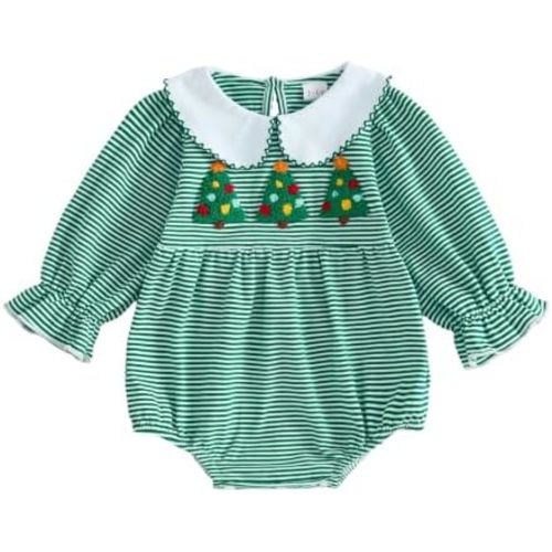 Newborn Baby Girl Christmas Romper Long Sleeve Jumpsuit