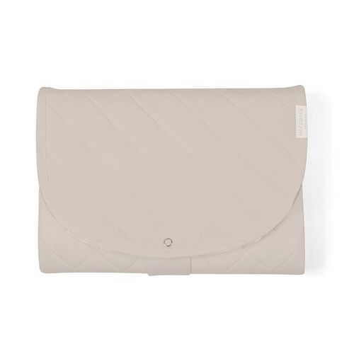 Makemake Organics Organic Portable Changing Pad GOTS Certified Organic Cotton Fill Portable Diaper Changing Mat Diaper Clutch Changing Station Kit Compact Travel Pad (33"x34", Solid Taupe)