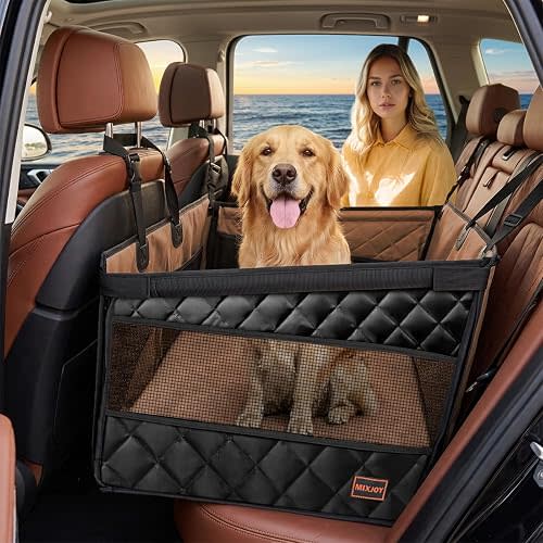 MIXJOY Dog Car Seat for Large Medium Dogs, Back Seat Extender for Pets, Waterproof Pet Carseat for Medium Sized Dog, Hammock for Pet, with Storage Pocket for Cars/SUV/Truck(L-28 * 22 * 20.5in)