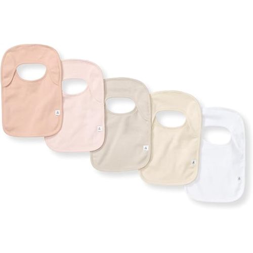 Burt’s Bees Baby Unisex Baby Bibs, Lap-Shoulder Drool Cloths, 100% Organic Cotton with Absorbent Terry Towel Backing Bibs
