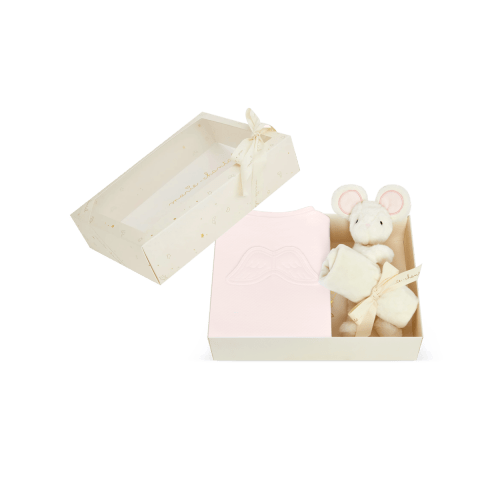 Sleep & Snuggle Pointelle Angel Wing Gift Set - Pink | Marie-Chantal