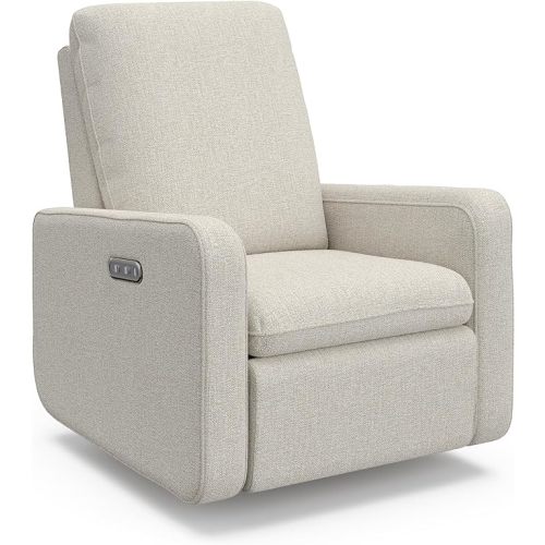 Graco Teddi Power Recliner Swivel Glider (Dune Basketweave) – Electronic Power Recline, USB-A & USB-C Charger, Premium Cushioning & Comfort
