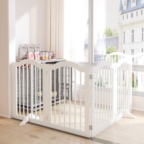Archie & Oscar™ 27.6" Height Tall 4 Panels Foldable Freestanding Pet Gate Dog Gate | Wayfair