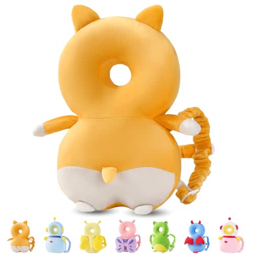 JunNeng Baby Head Protector Backpack, Toddler Walking Fall Head Protection, Orange Cogri