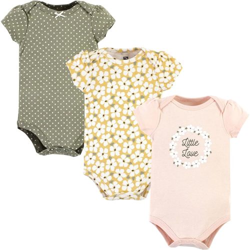 Hudson Baby Cotton Short Sleeve Bodysuits, 3 Pack Shirt