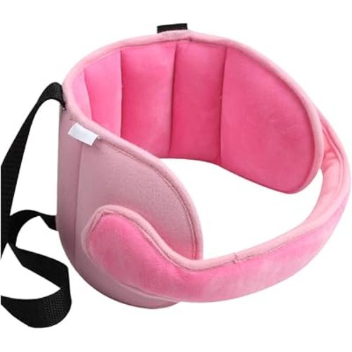 Car Seat Head Support Band, Soft Adjustable Seat Headrest Strap for Toddler Kids Baby Infant, Comfortable Auto Neck Relief Head Holder Band, Universal for Most Vehicles (Pink)