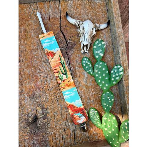 Desert valley baby pacifier clip