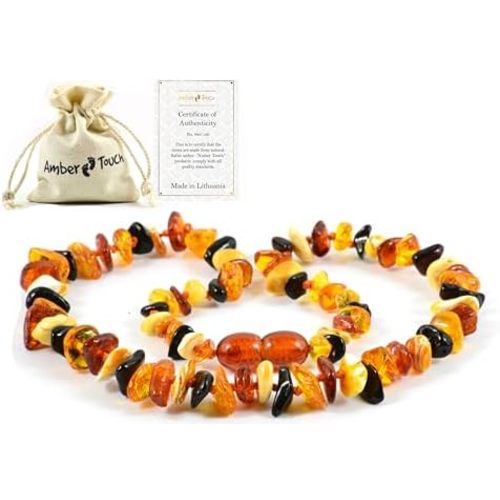 RAW Baltic Amber Necklace - Natural Amber from Baltic Region, Genuine Amber (13in.)