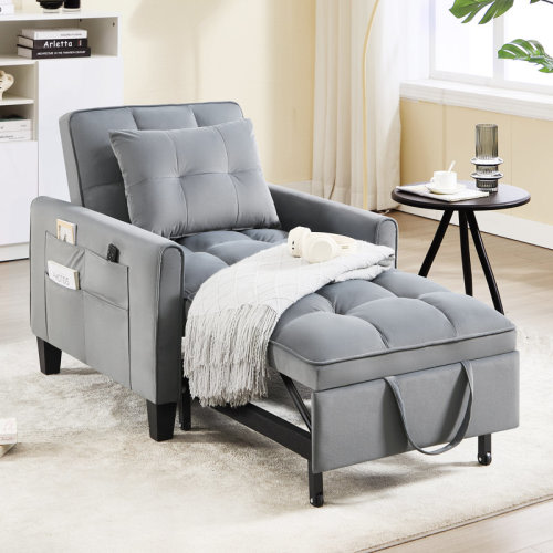 Ebern Designs 31.7" Wide Upholstered Convertible Sleeper Accent Chair Bed Chaise Lounge Chair Armchair & Reviews | Wayfair