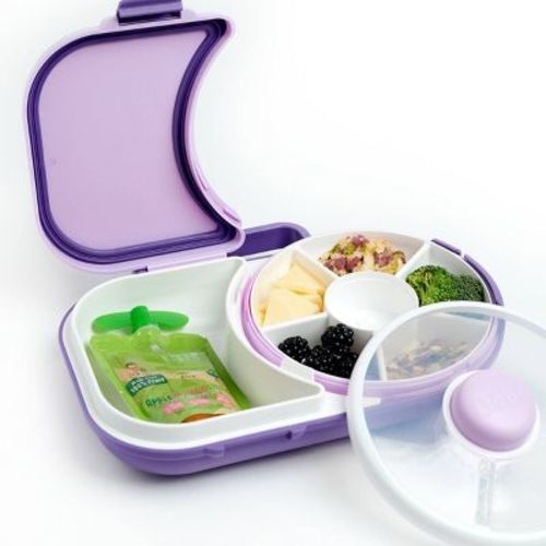 GoBe Kids' 2-in-1 Bento Style Lunchbox with Small Snack Spinner Flip - Grape Purple: Ages 3-10