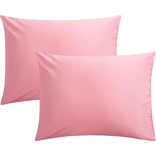 FLXXIE Microfiber Pillow Cases Standard Size, Soft Pillowcases with Envelope Closure, Wrinkle, Stain Resistant Pillow Covers, 20x26, Pink