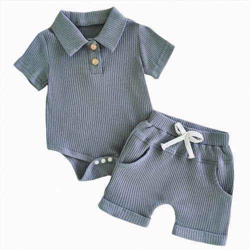 TOWED22 Toddler Boy Summer Outfit Dinosaur Print Short Sleeve Tee Shorts 2 Piece Play Clothes Set Blue,6-12 M