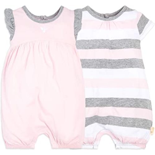 Burt's Bees Baby baby-girls Rompers, Set of 2 Bubbles, One Piece Jumpsuits, 100% Organic Cotton