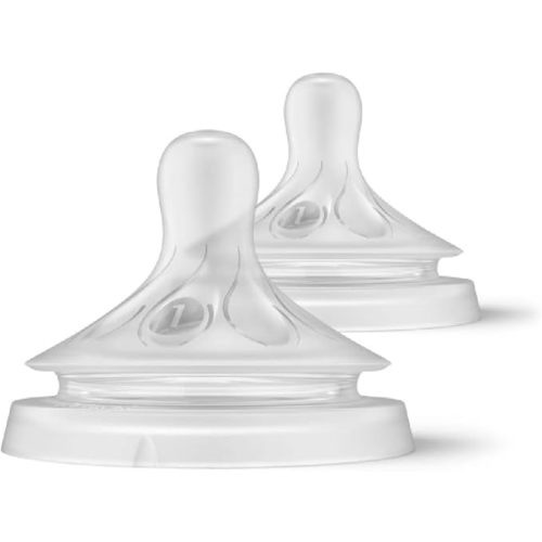 Philips Avent Natural Response Nipples, Extra Slow Flow, BPA-Free, 2-Pack | Baby-Controlled Flow, No-Drip Design, Anti-Colic Valve, Wide Breast-Shaped Nipple, 2-Pack, SCY961/02
