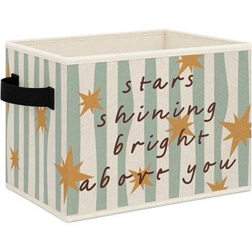 Boho Nursery Foldable Storage Bins Box with Handles, Kids Playroom Stars Shining Bright Above You Collapsible Toys Books Clothes Organizer Basket for Boys Girls Room Bathroom Bedroom