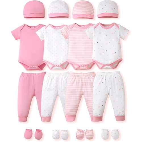 NZRVAWS Newborn Baby Boy Girl Clothes Unisex Preemie Infant Must Have Pants Set Outfits 0-18 Months 20 Pcs Essentials Gift