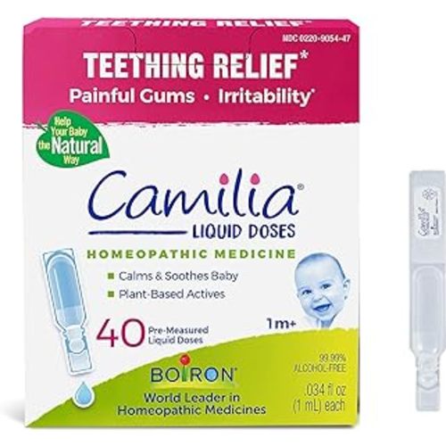Amazon.com: Boiron Camilia Teething Drops for Daytime and Nighttime Relief of Painful or Swollen Gums and Irritability in Babies - 40 Liquid Droppers Bundled in 8 separate packs of 5 : Baby