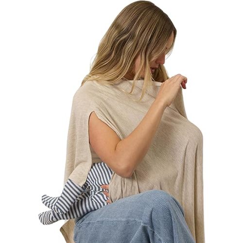 Solly Baby Nursing Cover, Ultra-Breathable, Lightweight Breastfeeding Cover-Up, Buttery-Soft Fabric, Universal Fit, Postpartum Essentials, Newborn Must Haves, Mother's Day Essential, Flax
