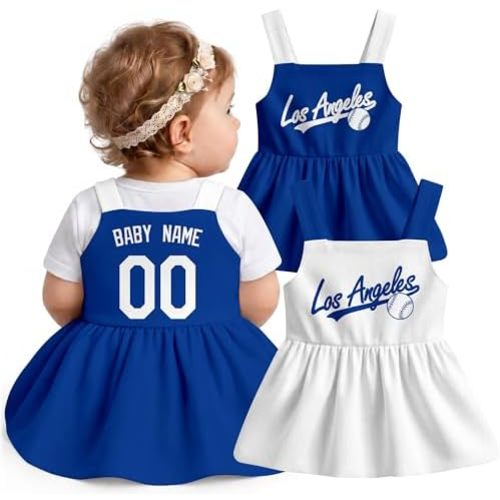 KREDE Baby Girl Clothes Custom Baby Strap Dress with Number Name for Baby Girl Gifts