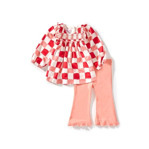 Bonnie Jean Baby Girls Long-Sleeve Checkerboard-Printed Tunic Top & Solid Leggings Set