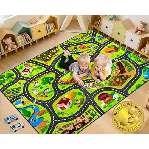 Kids Road Rug,3x5 Ft Farm Play Rug for Kids