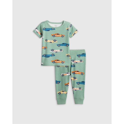 100% Organic Cotton Short Sleeve and Pant Pajama Set in Racecars