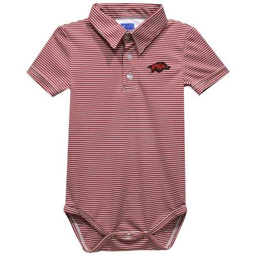 Arkansas Razorbacks Red Pencil Stripe Knit Polo