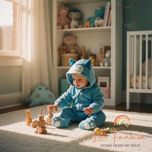 Snorlax Baby Costume: Soft Blue Fleece Cosplay Onesie