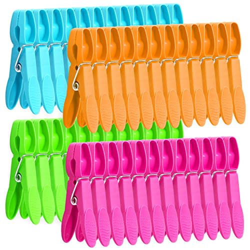 Clothes Pins,48 Pack Colored Plastic Clothespins, Clothes Pins Heavy Duty Outdoor, Non-Slip Laundry Clips for Hanging Clothes, Towels, Crafts, Picture, Clips Food Package Clips