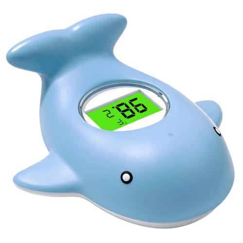 Baby Bath Thermometer for Infant & Toddler,Floating Digital Water Temperature Thermometer with 3-Color LED Backlight,Instant Accurate Reading,Baby Bath Toy,Hot & Cold Alert（Light Blue Whale）