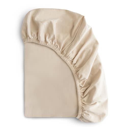 mushie Stretchy & Soft Crib Sheet | Fitted 28" x 52" (Fog)