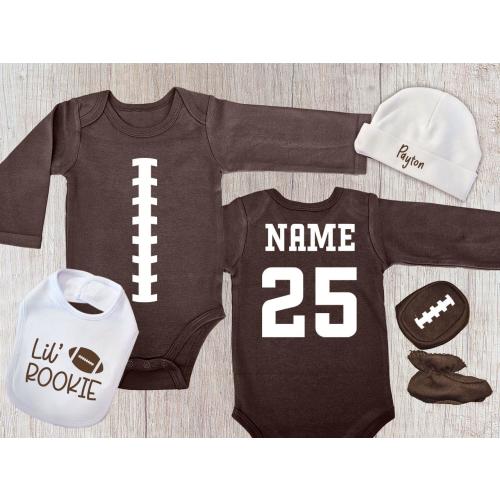Personalized Football Bodysuit Set - Game Day Outfit, New Dad Gift