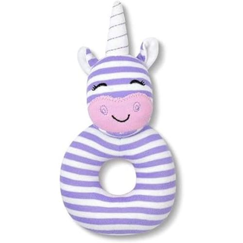 Apple Park Organic Farm Buddies - Cupcake The Unicorn Teething Rattle, Baby Toy for Infants - Hypoallergenic, 100% Organic Cotton