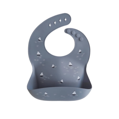 mushie Silicone Baby Bib | Adjustable Fit Waterproof Bibs (Boats)