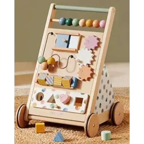 Tiny Land Wooden Baby Walker with Adjustable Speed, Montessori Activity Push Walker Toy for Toddlers, Baby Gift Parents Love for Boys & Girls(Morandi)