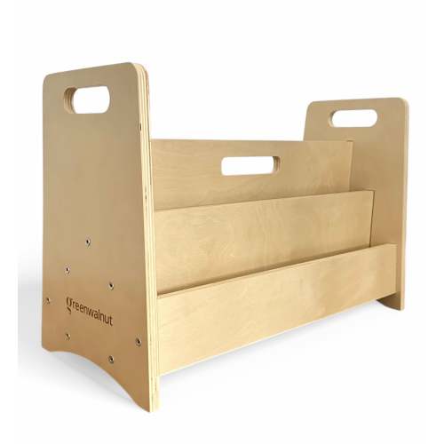 GREEN WALNUT Double-Sided Wooden Montessori Bookshelf for Kids |&nbsp; Book Storage for Kids