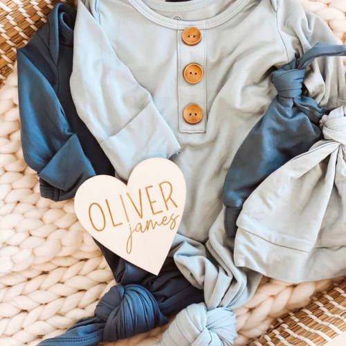 Personalized Baby Name Wood Announcement | Heart Block