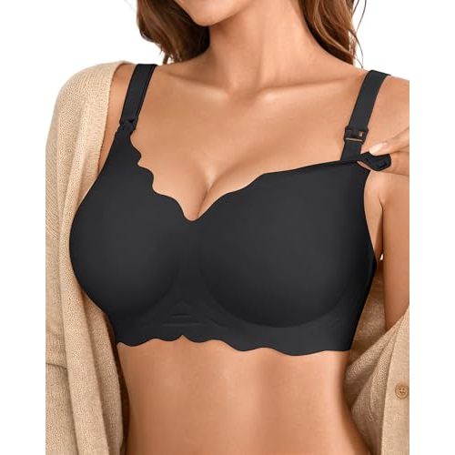 DEANGELMON Maternity Nursing Bra for Women Breastfeeding - Jelly Pregnancy Pumping Breast Feeding Seamless Bras with Support