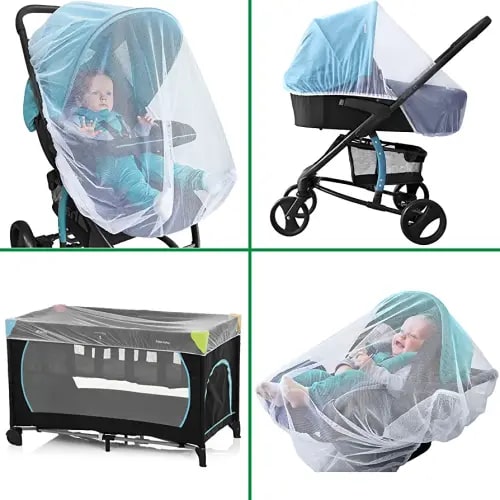 Baby Mosquito Net for Stroller, Car Seat & Bassinet – Premium Infant Bug Netting for Jogger, Carrier & Pack N Play – Toddler Canopy & Gift Packaging White