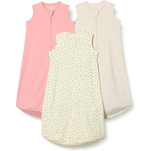 Amazon Essentials Unisex Babies' Cotton Sleep Sack, Wearable Blanket, 0.5 TOG, Pack of 3