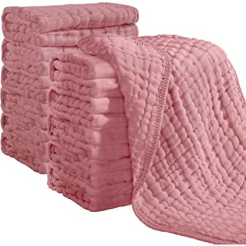 Looxii Muslin Burp Cloths 100% Cotton Muslin Cloths 12 Pack Large 20''x10'' Extra Soft and Absorbent Baby Burping Cloth for Boys and Girls (Bean Paste)