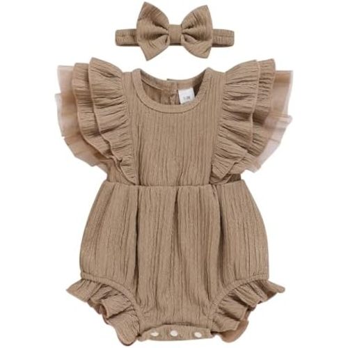 TITKKOP Ruffle Bubble Romper for Baby Girl | One-Piece Shorts Jumpsuit | Summer Outfit & Dress for Infants 0-18M