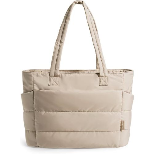 BAGSMART Tote Bag for Women, Lightweight Puffy Tote Bag with Compartments, Quilted Shoulder Bag Handbag for Travel, Work