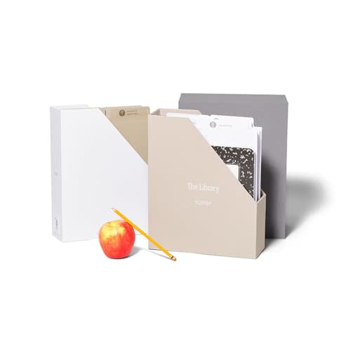 Savor | Deluxe School Years Keepsake Box | Fabric Bound Acid-Free Childhood Memory Book Organizer with Labels for Birthday, Graduation, Mitzvah, Mother’s Day, & Baby Shower (Slate, Standard Style)