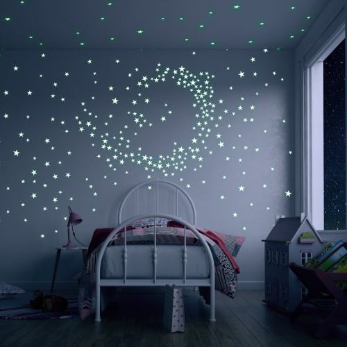 Glow in the Dark Star Wall Decals - Kids Room Celestial Decor
