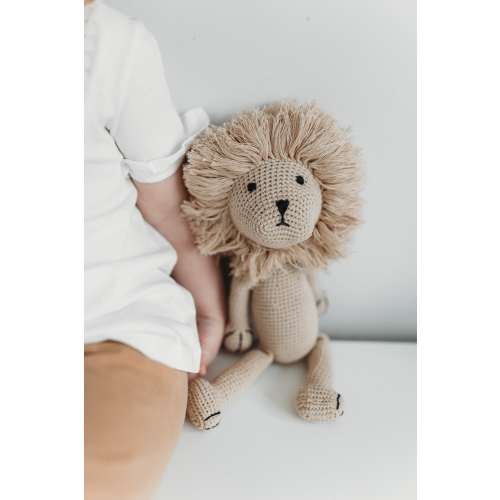 Crochet Lion Teddy | Cotton Amigurumi Safari Nursery Decor, Lucky the Lion Toy
