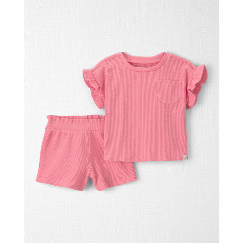 Baby Girl 2-Piece Organic Cotton Waffle Knit Top & Short Set - Little Planet | Carter's