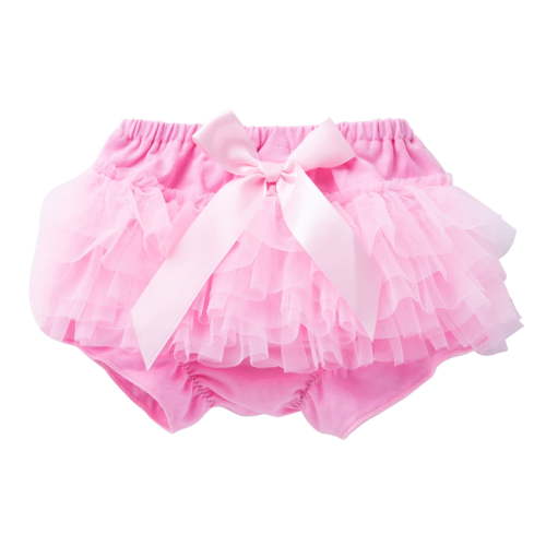 WOYY Newborn Girls Mesh Bloomers Cute Bow Tutu Skirt Cotton Pull-On Shorts for Baby, Sizes 0-3M