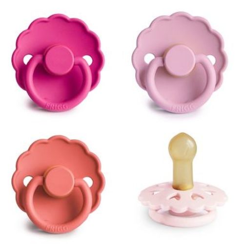 FRIGG Natural Rubber Pacifier 4-Pack Rosy Romance 6-18 months